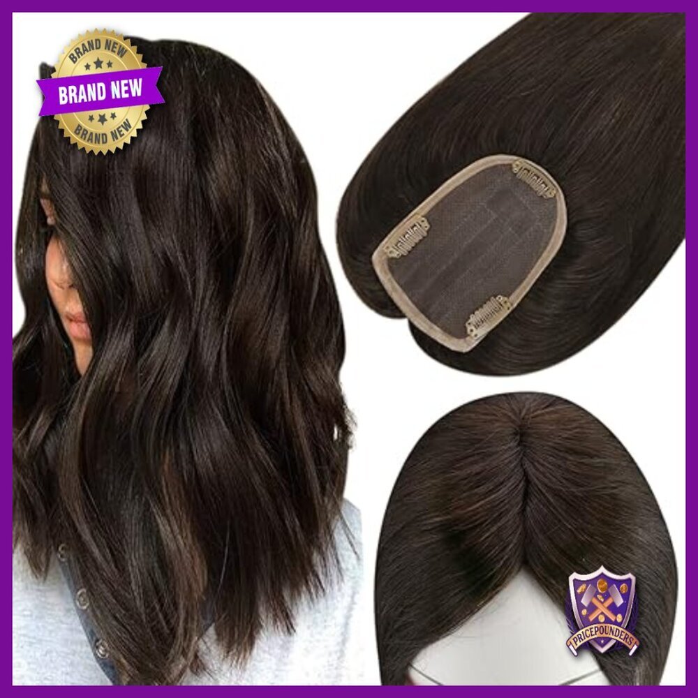 Human Hair Topper Clip-in 16 Inch Brazilian Remy Hair HD Base